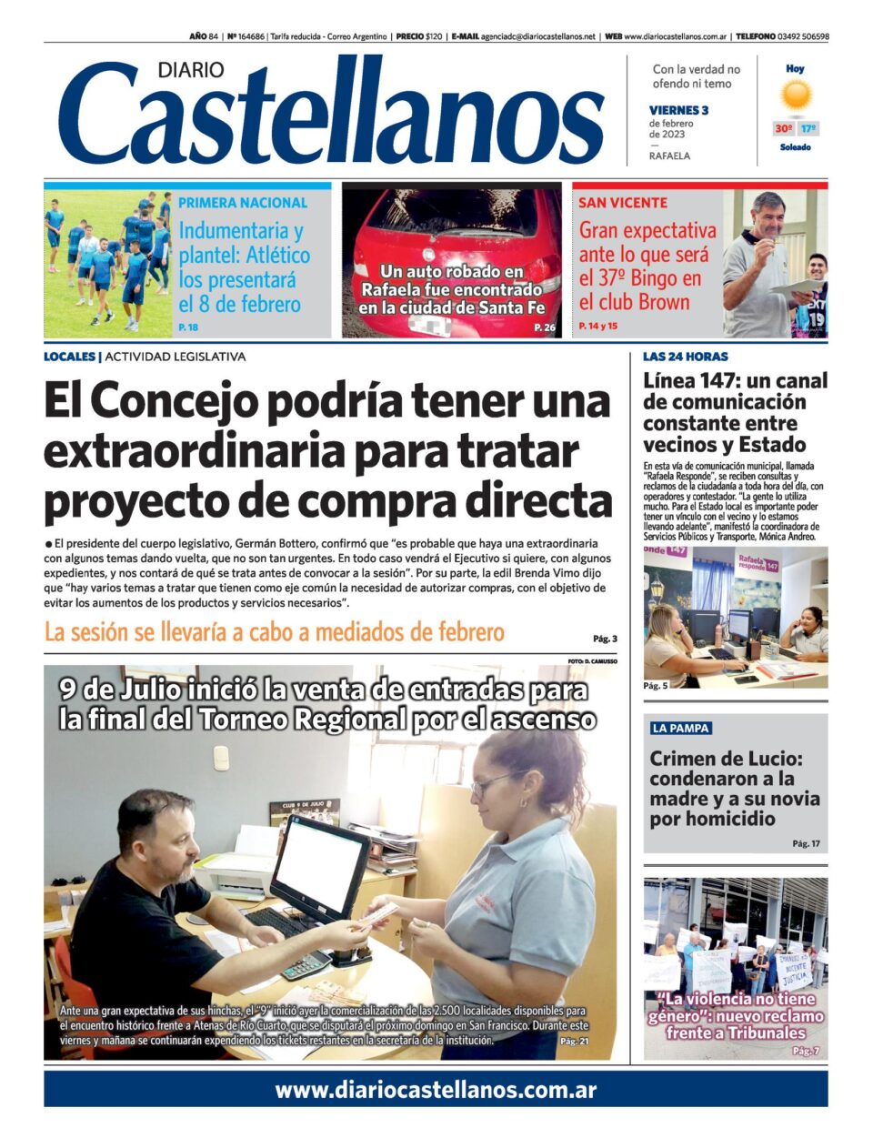 Tapa y diario Castellanos….Informate!!
