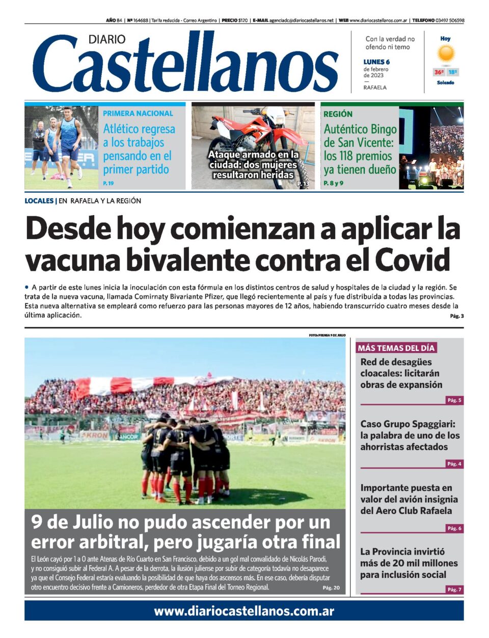 Tapa y diario Castellanos……Informate!!