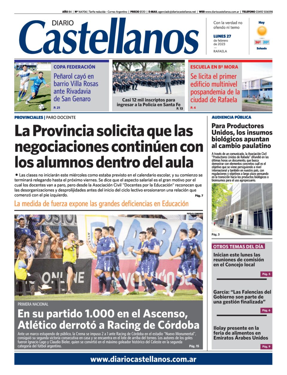 Tapa y diario Castellanos….Informate!!!!!