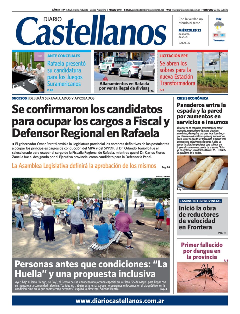 Tapa y diario Castellanos…Informate!!