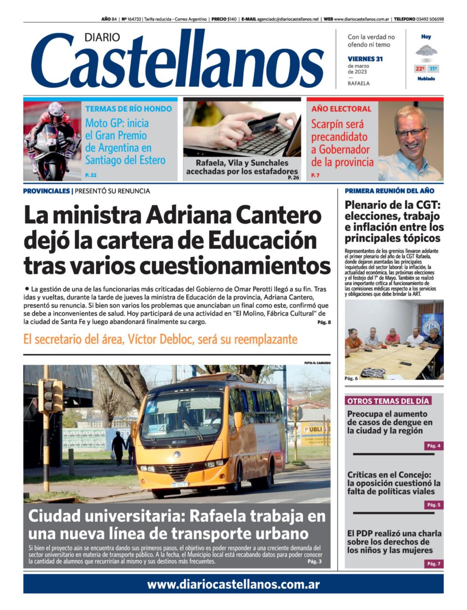 Tapa y diario Castellanos …Informate!!