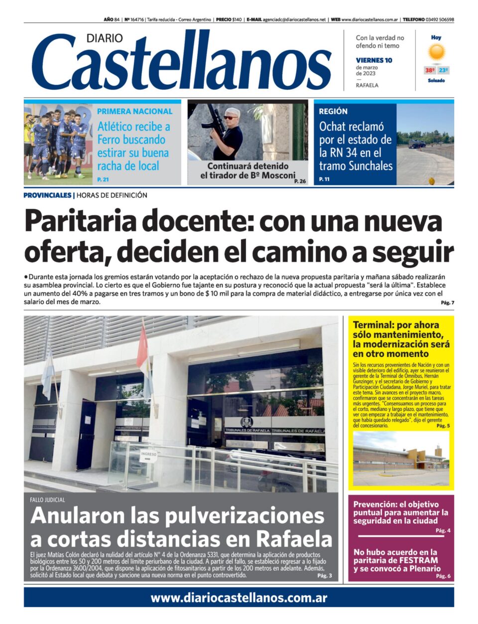Tapa y diario Castellanos ….Informate!!!!!!