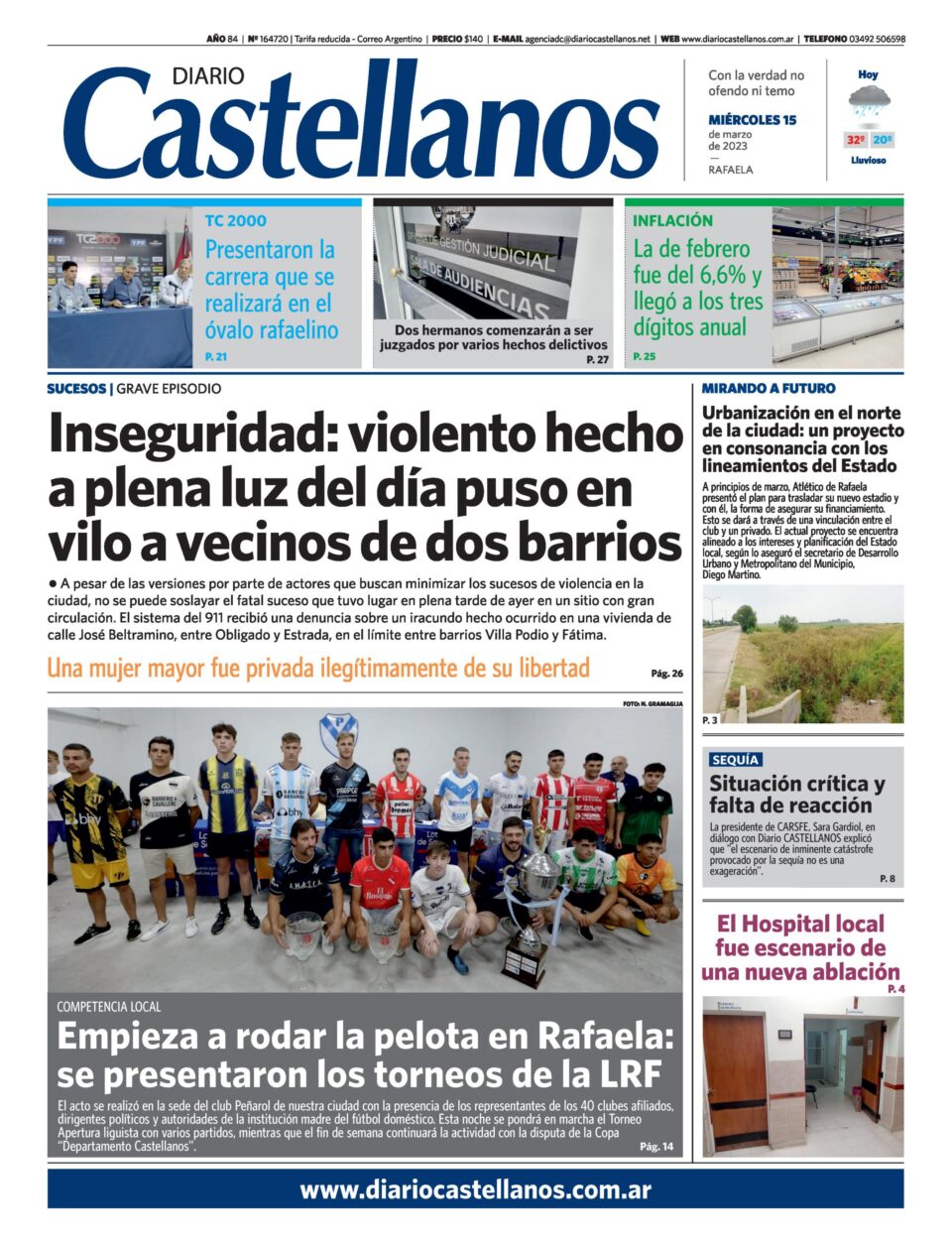 Tapa y diario Castellanos…Informate!!