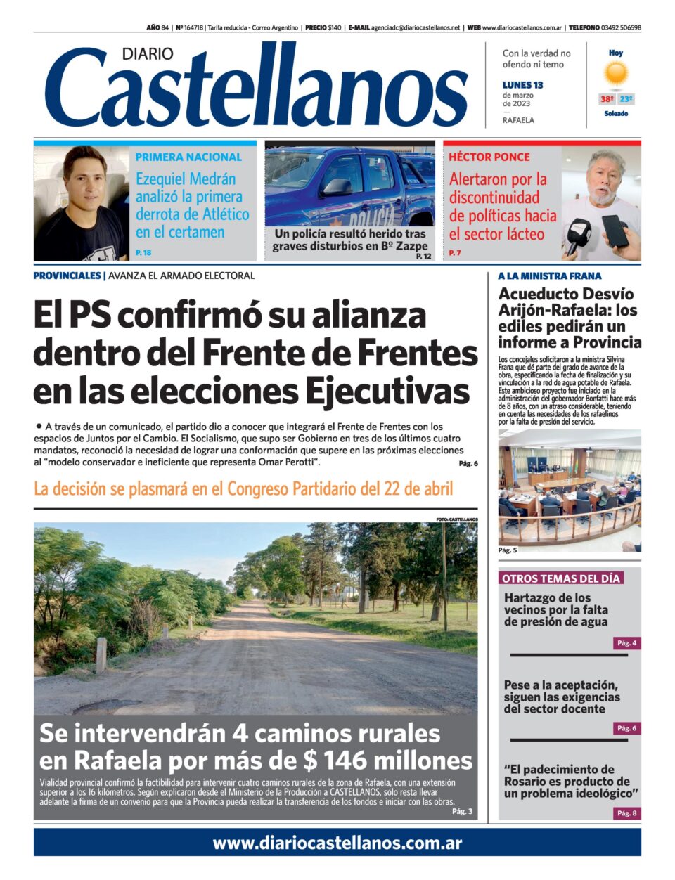 Tapa y diario Castellanos….Informate!!