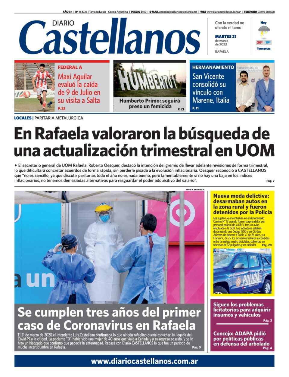 Tapa y diario Castellanos…Informate!!!