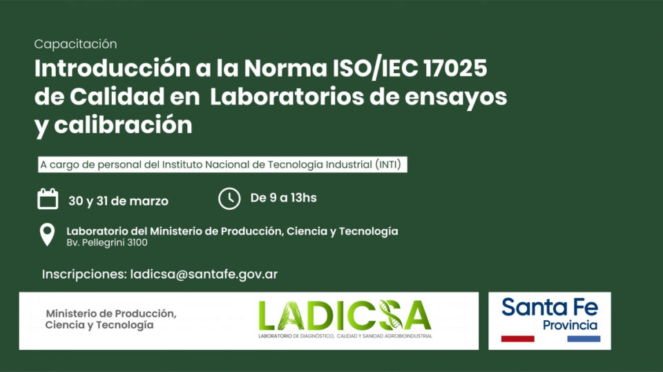 La Provincia organiza una capacitación en Calidad en Laboratorios de ensayos y calibración