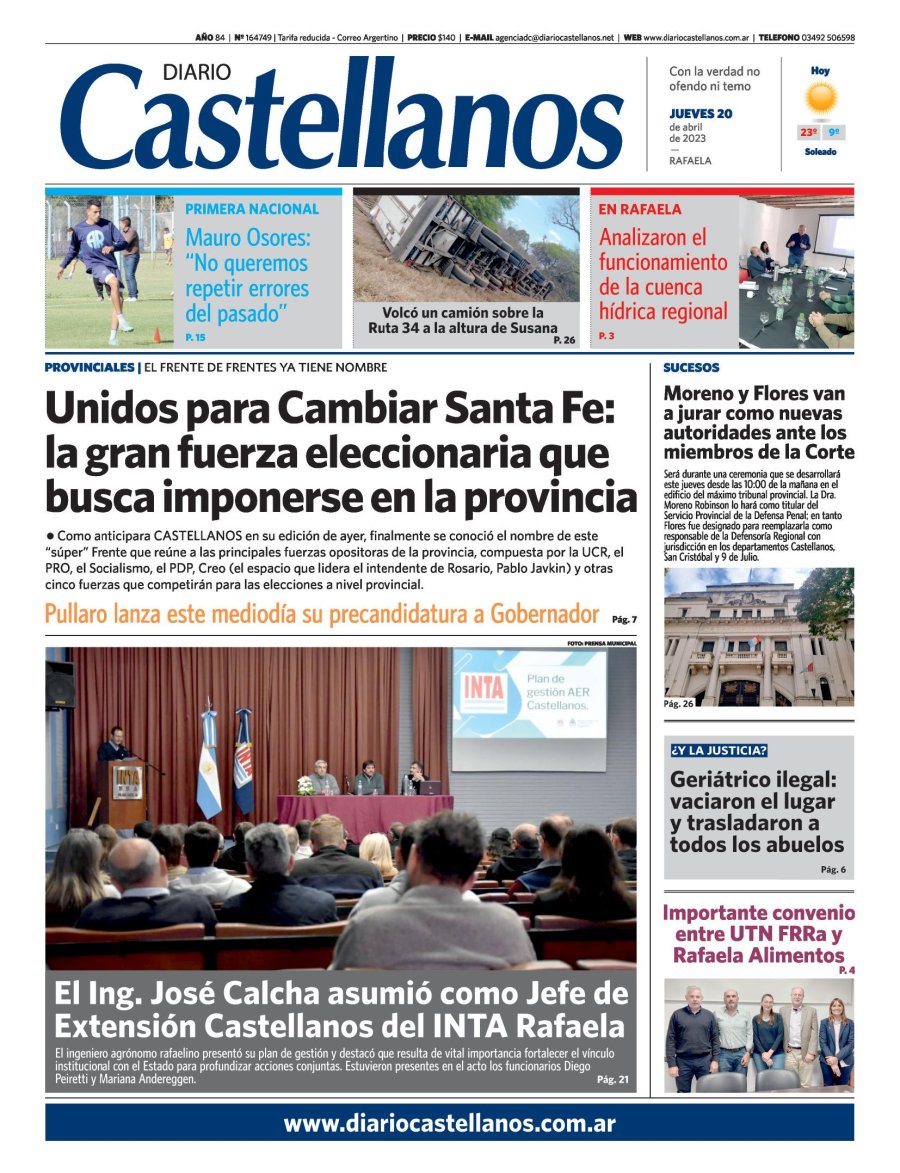 Tapa y diario Castellanos….Informate!!!!