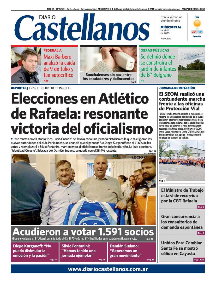 Tapa y diario Castellanos…Informate!!!!