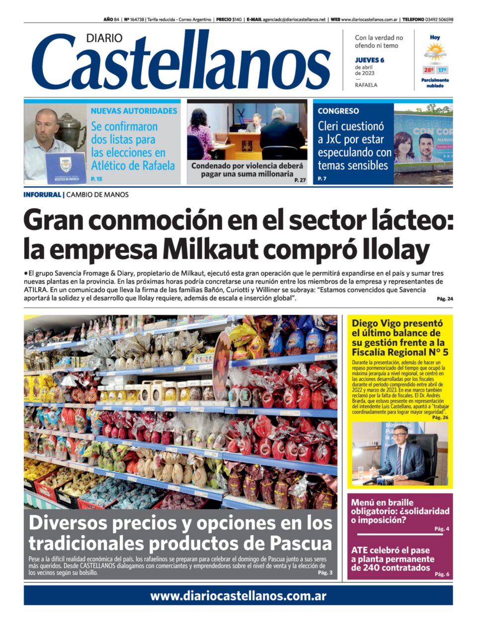 Tapa y diario Castellanos….Informate!!!