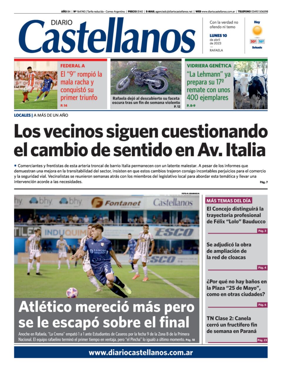 Tapa y diario Castellanos…Informate!!!