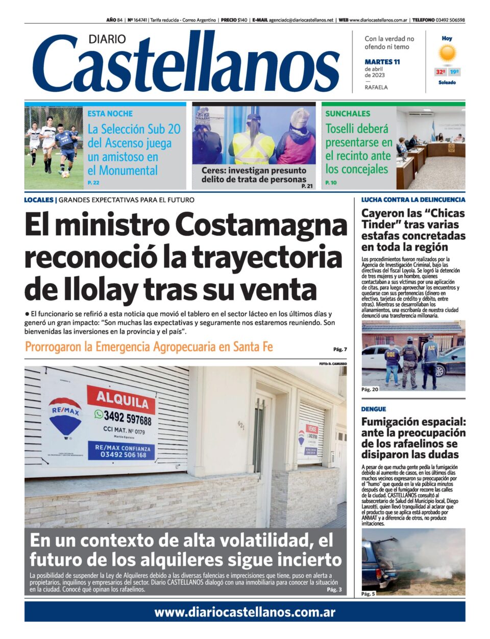 Tapa y diario Castellanos….Informate!!