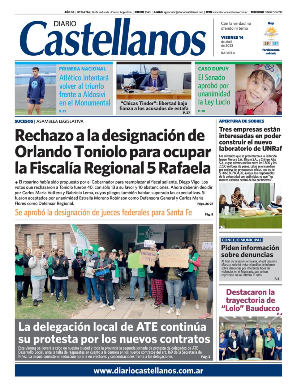 Tapa y diario Castellanos….Informate!!!