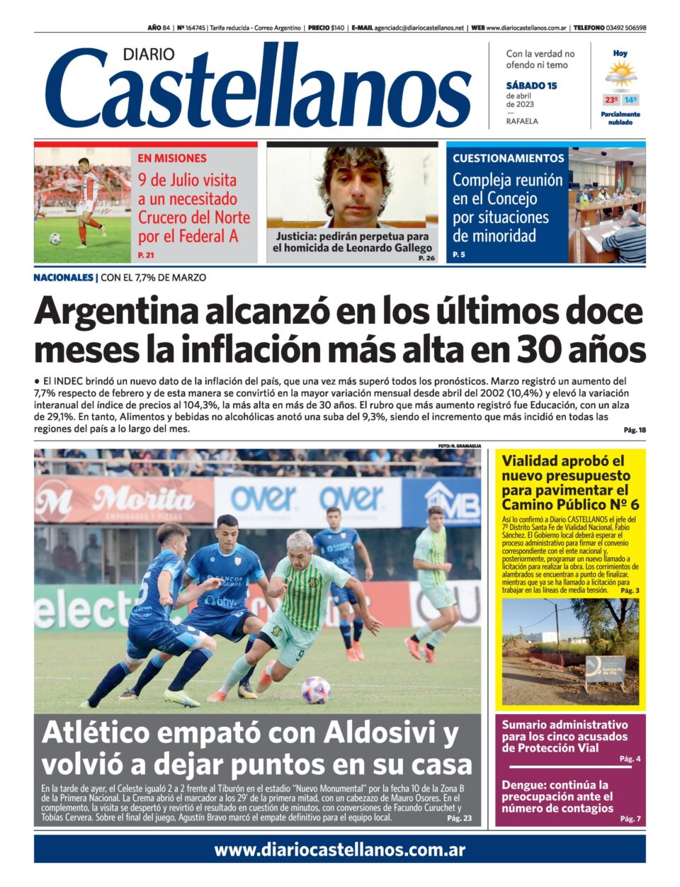 Tapa y diario Castellanos…Informate!!!