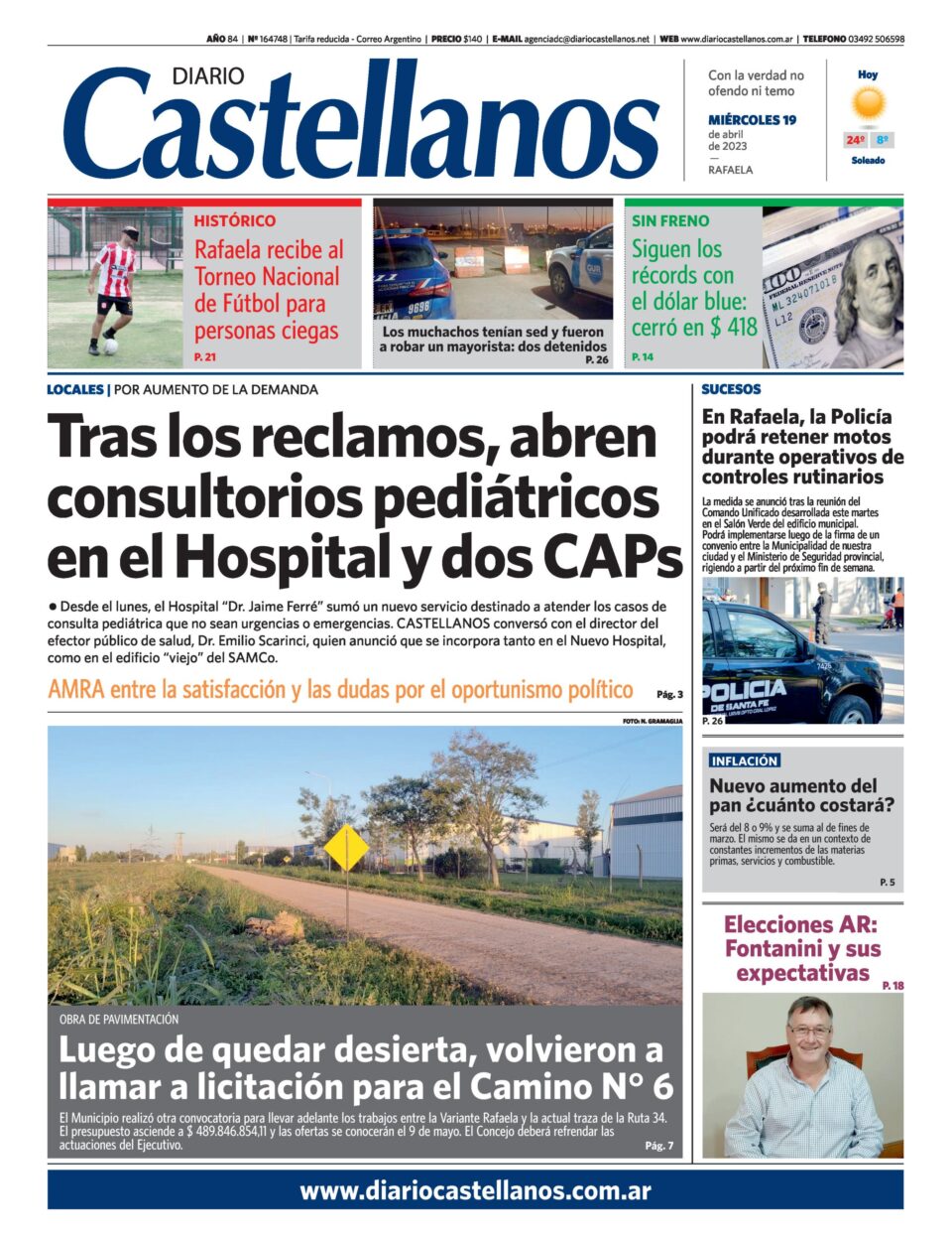 Tapa y diario Castellanos….Informate!!