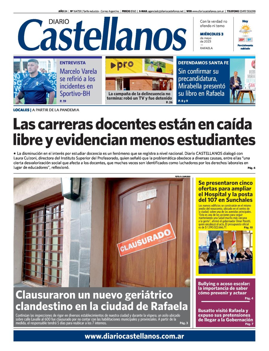 Tapa y diario Castellanos….Informate!!