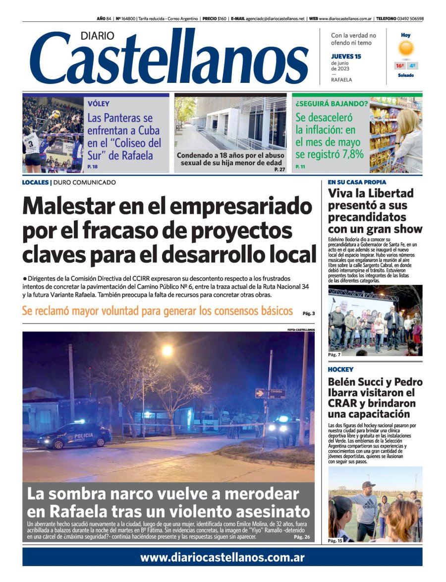 Tapa y diario Castellanos…Informate!!