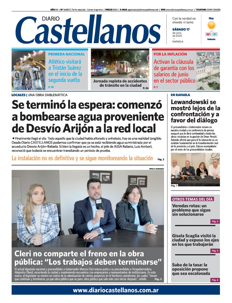 Tapa y diario Castellanos…Informate!!