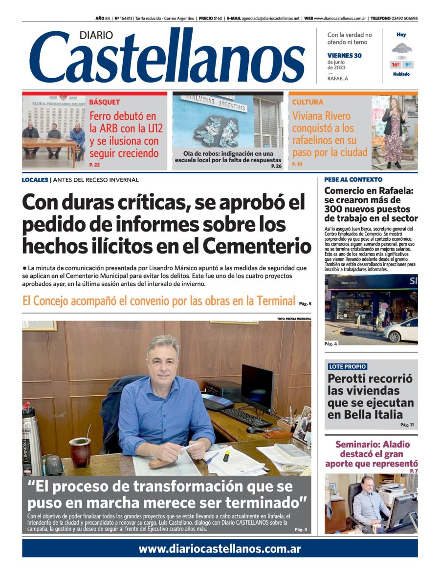 Tapa y diario Castellanos….Informate!