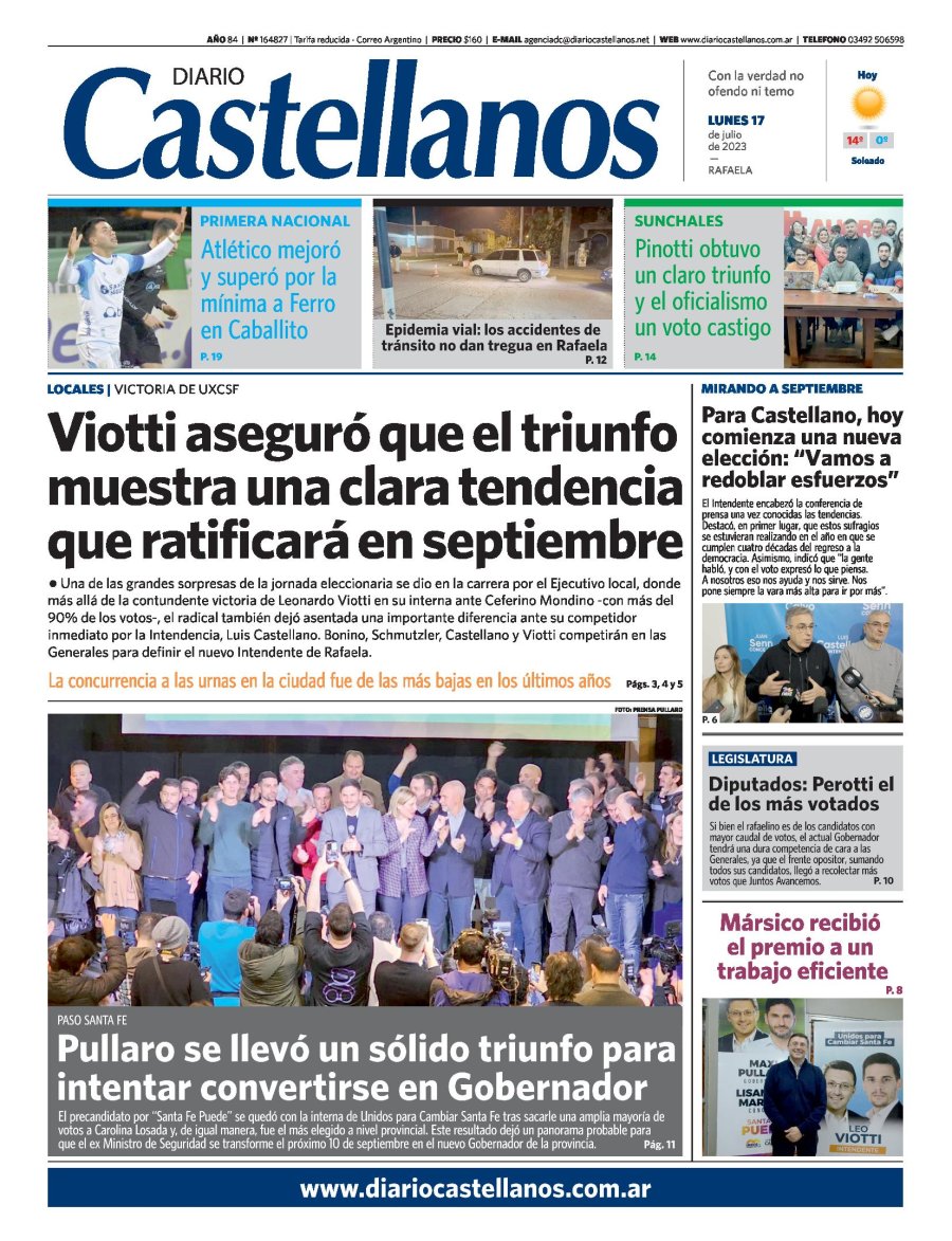 Tapa y diario Castellanos …Informate!!!