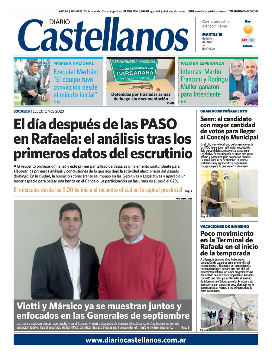 Tapa y diario Castellanos….Informate!!