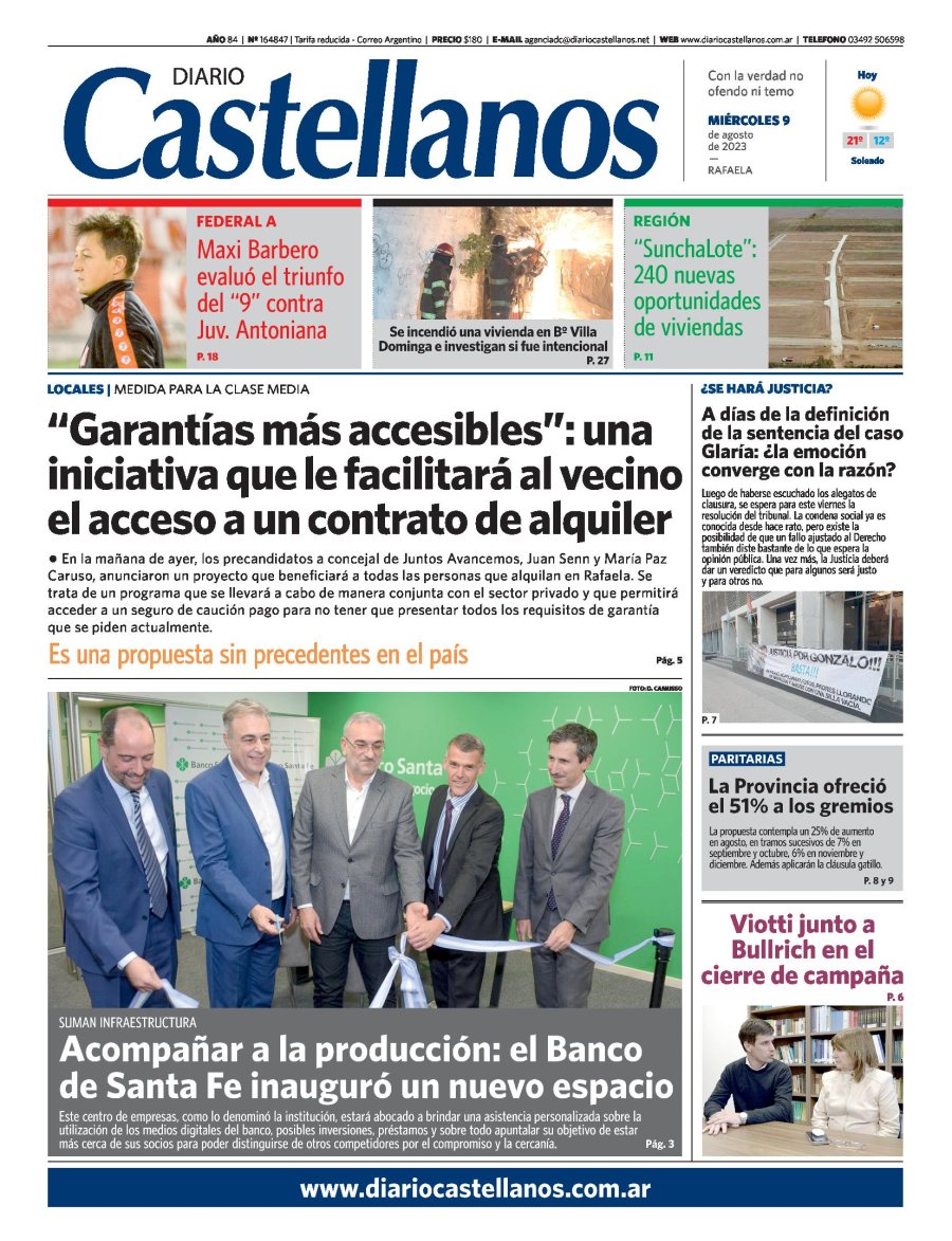 Tapa y diario Castellanos….Informate!!