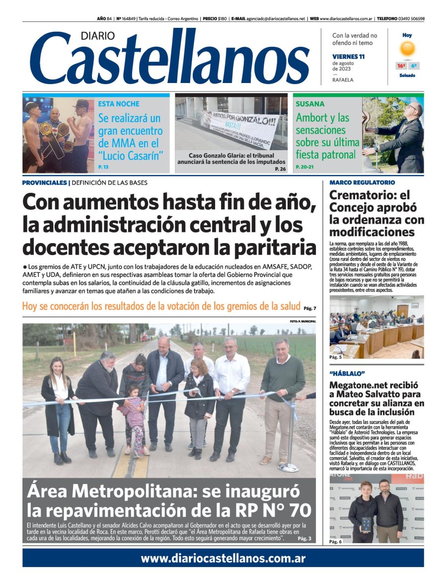 Tapa y diario Castellanos…Informate!!!