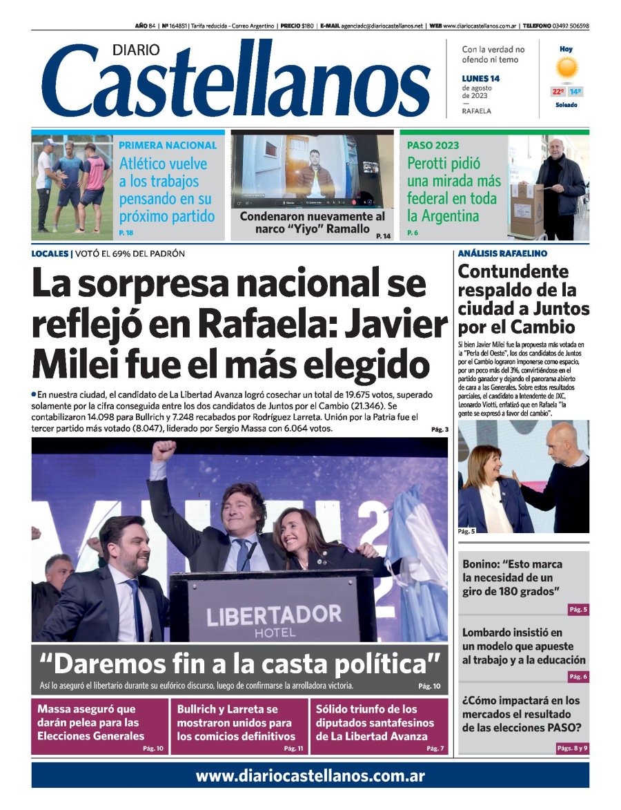 Tapa y diario Castellanos…Informate!!