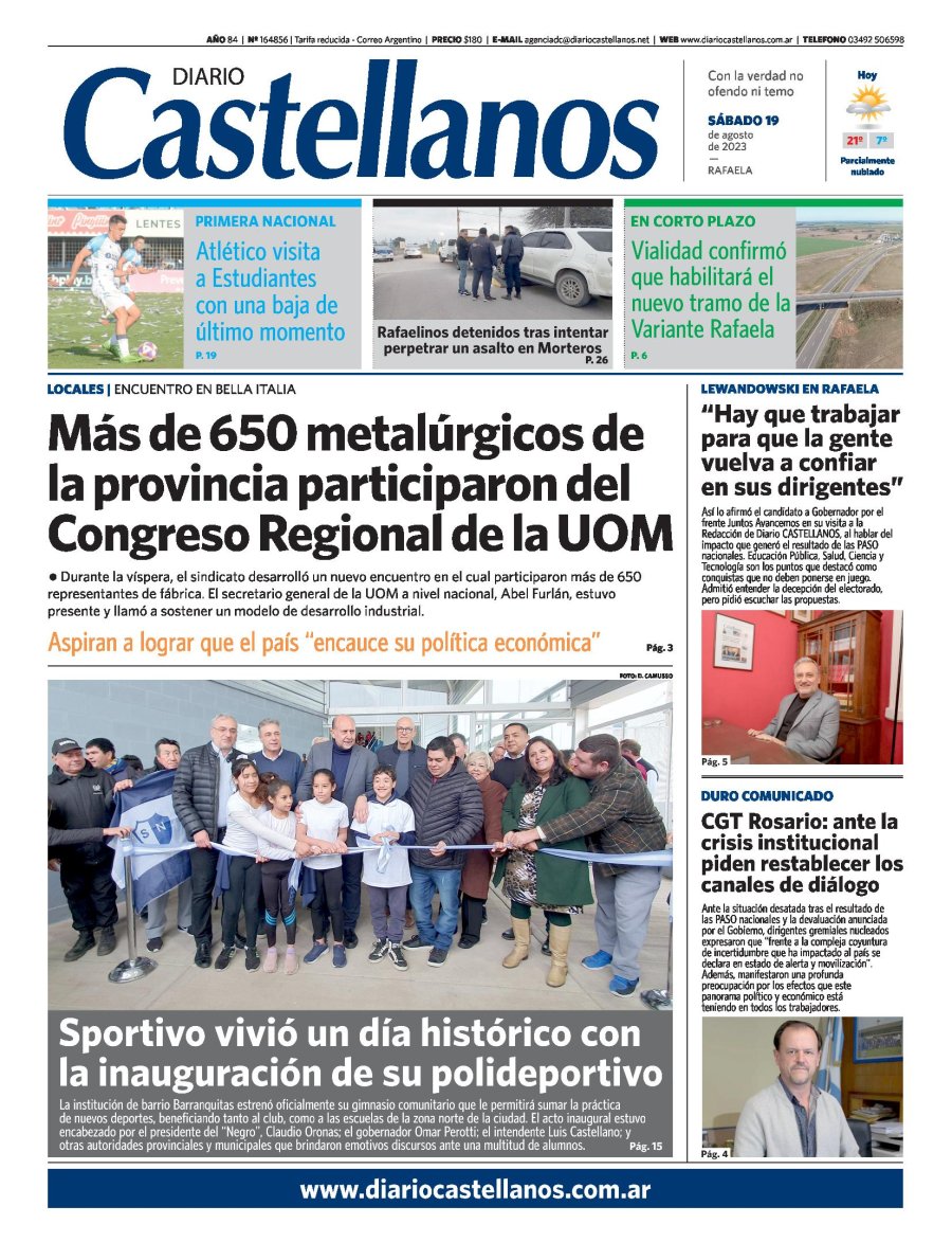 Tapa y diario Castellanos…Informate!!!