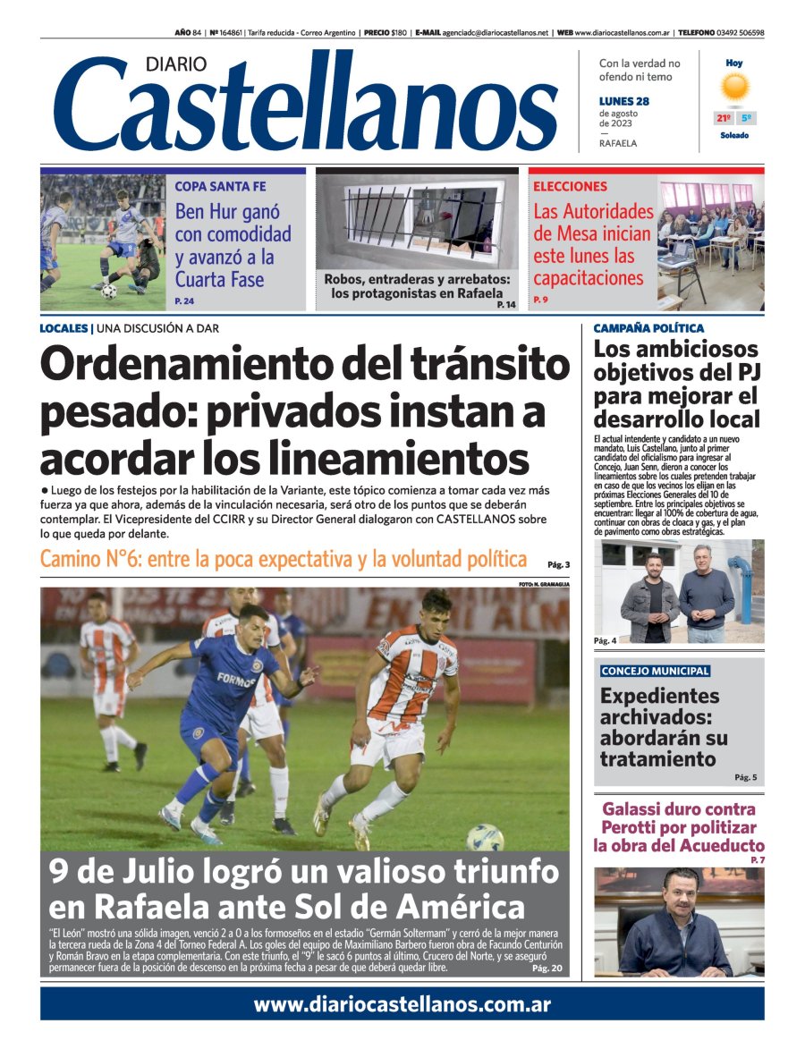 Tapa y diario Castellanos….Informate!!!