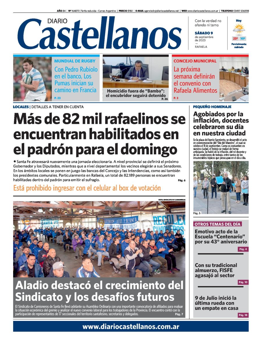 Tapa y diario Castellanos….Informate!