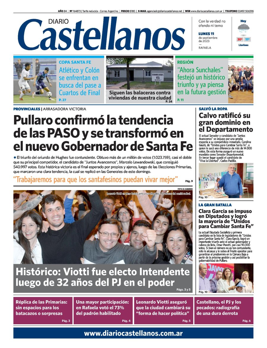 Tapa y diario Castellanos…Informate!!