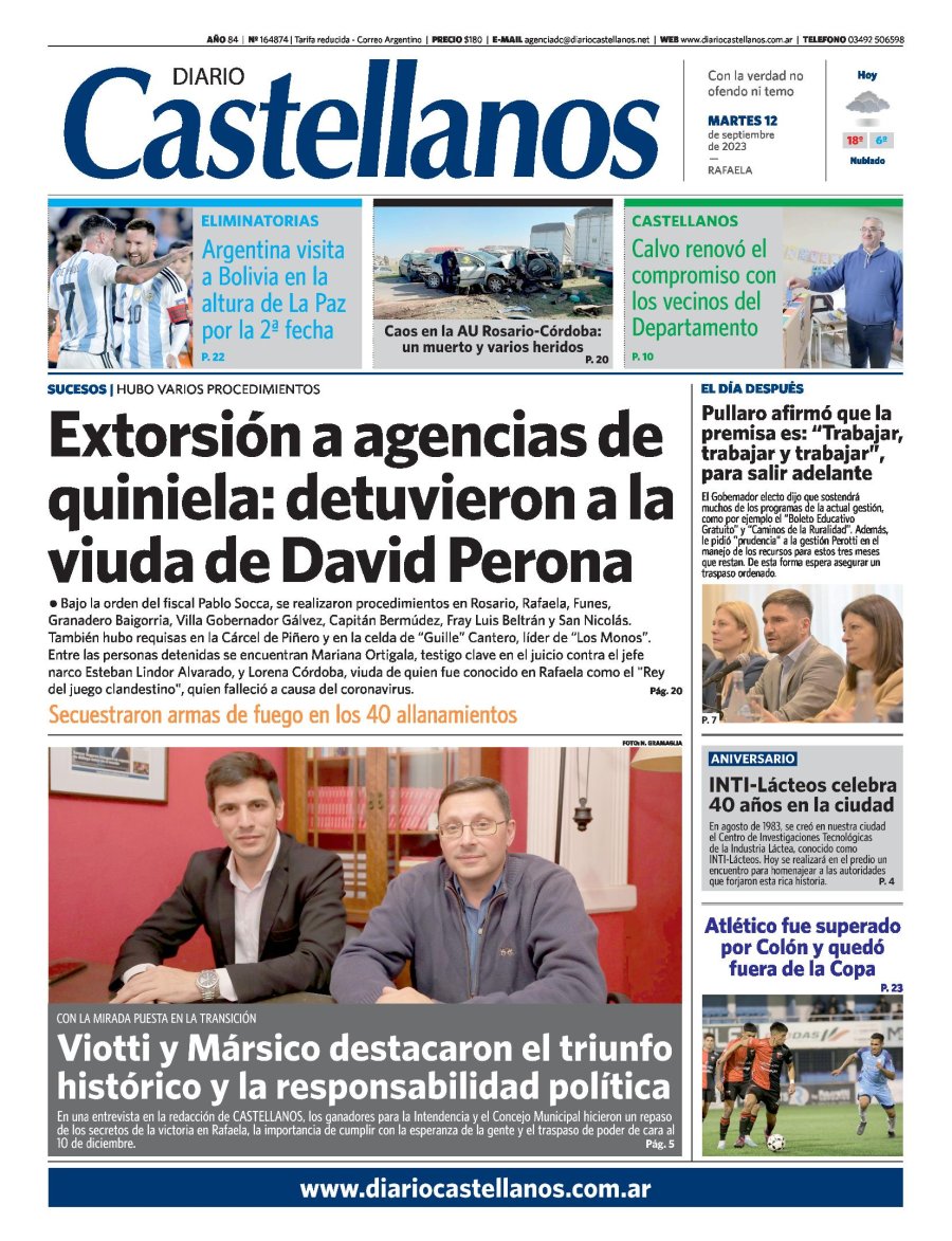 Tapa y diario Castellanos…Informate!!!