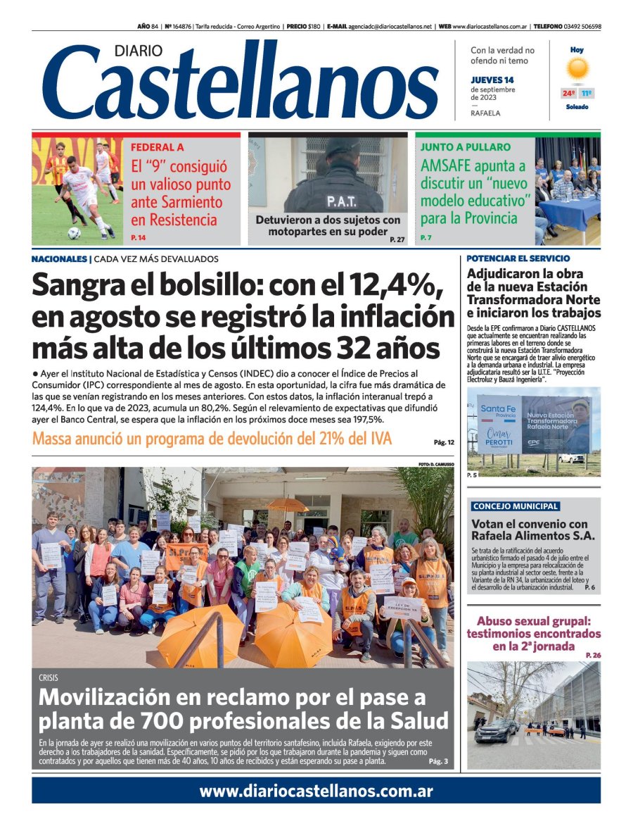 Tapa y diario Castellanos….Informate!