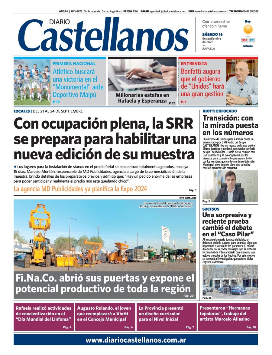 Tapa y diario Castellanos….Informate!!