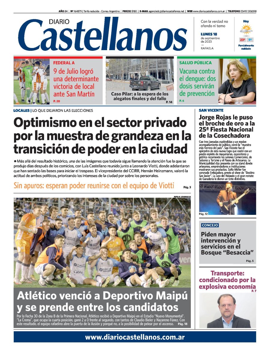 Tapa y diario Castellanos…Informate!