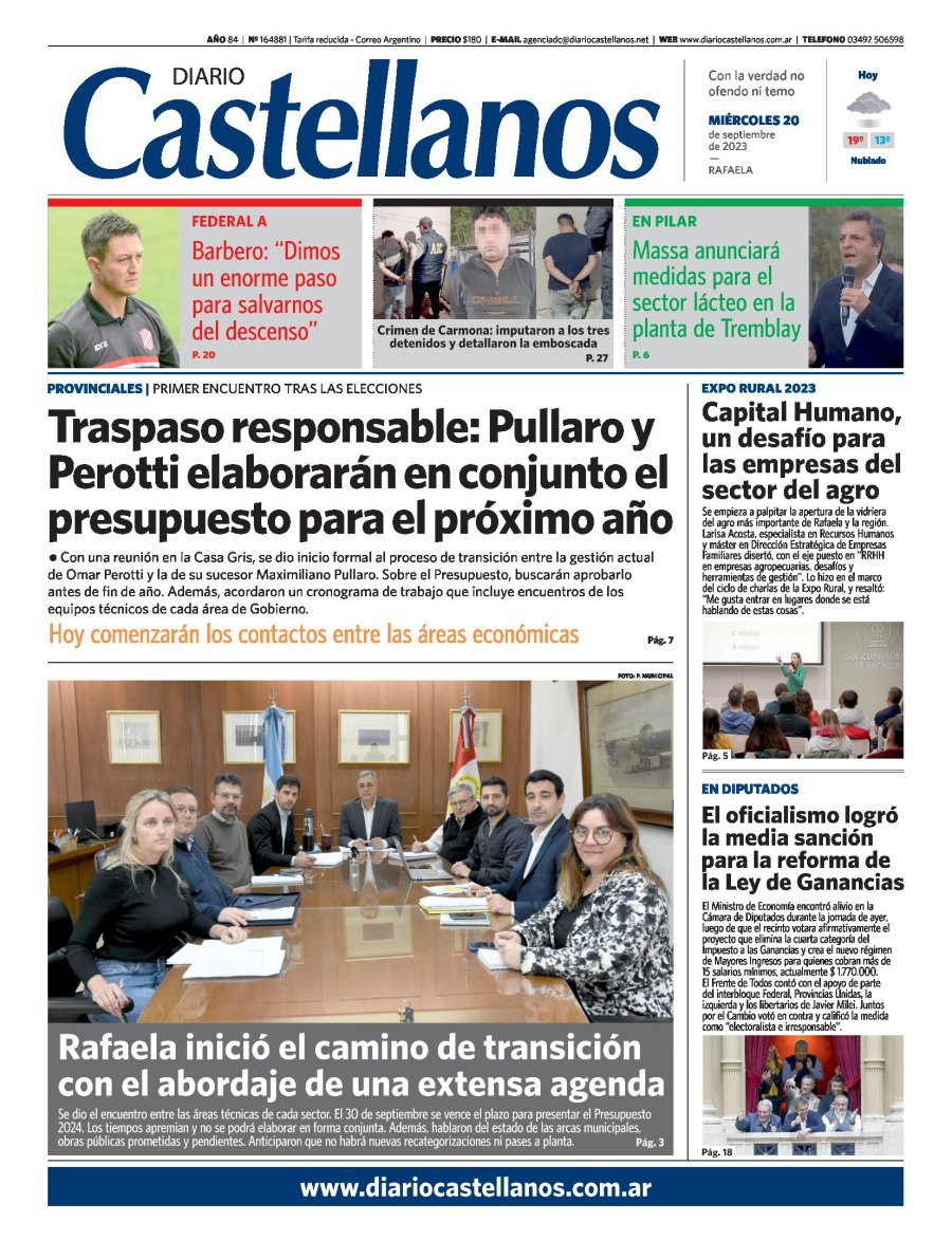Tapa y diario Castellanos…Informate!