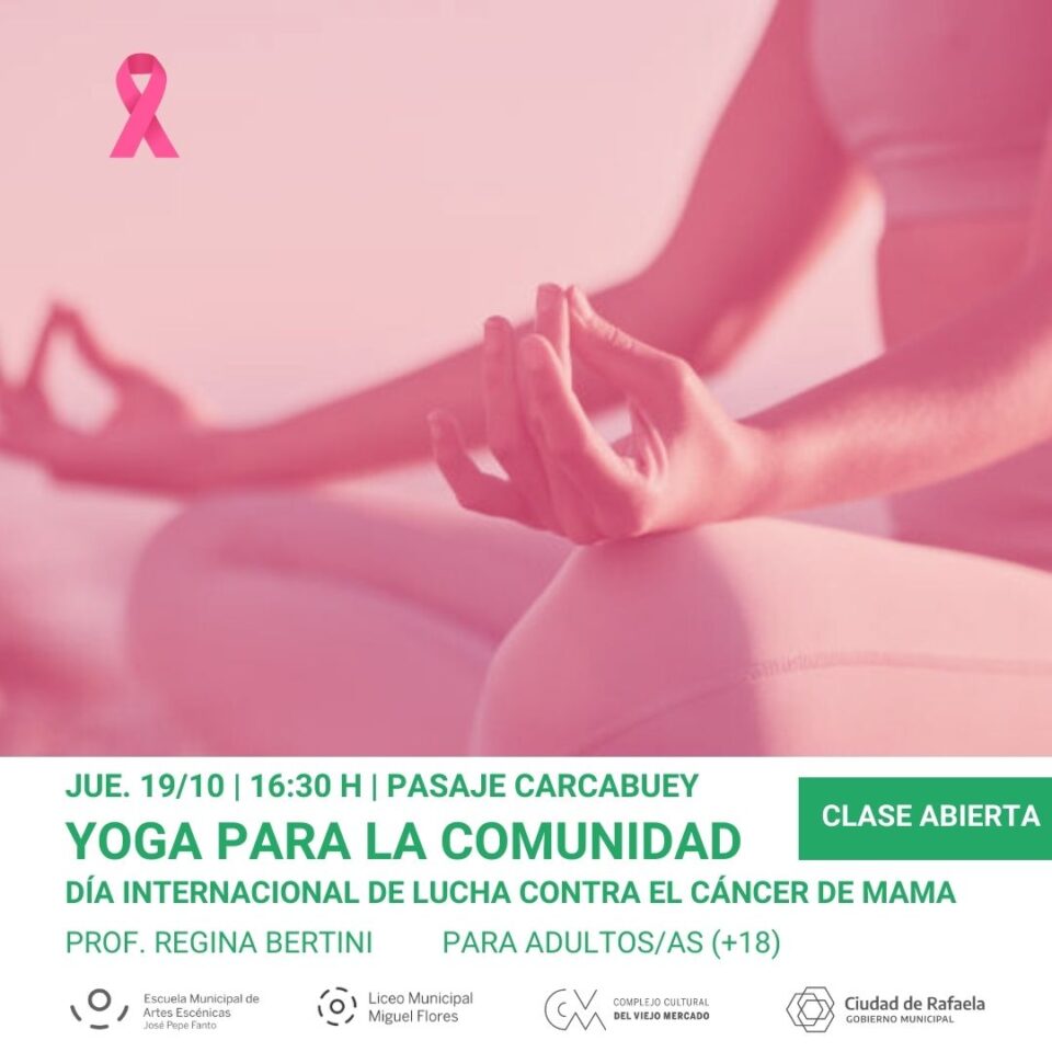 Octubre rosa: se realizará una clase abierta de yoga para la comunidad