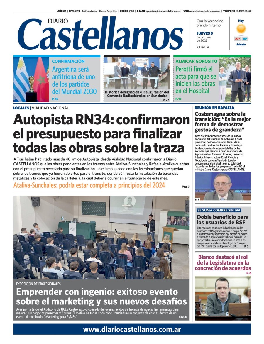Tapa y diario Castellanos….Informate!