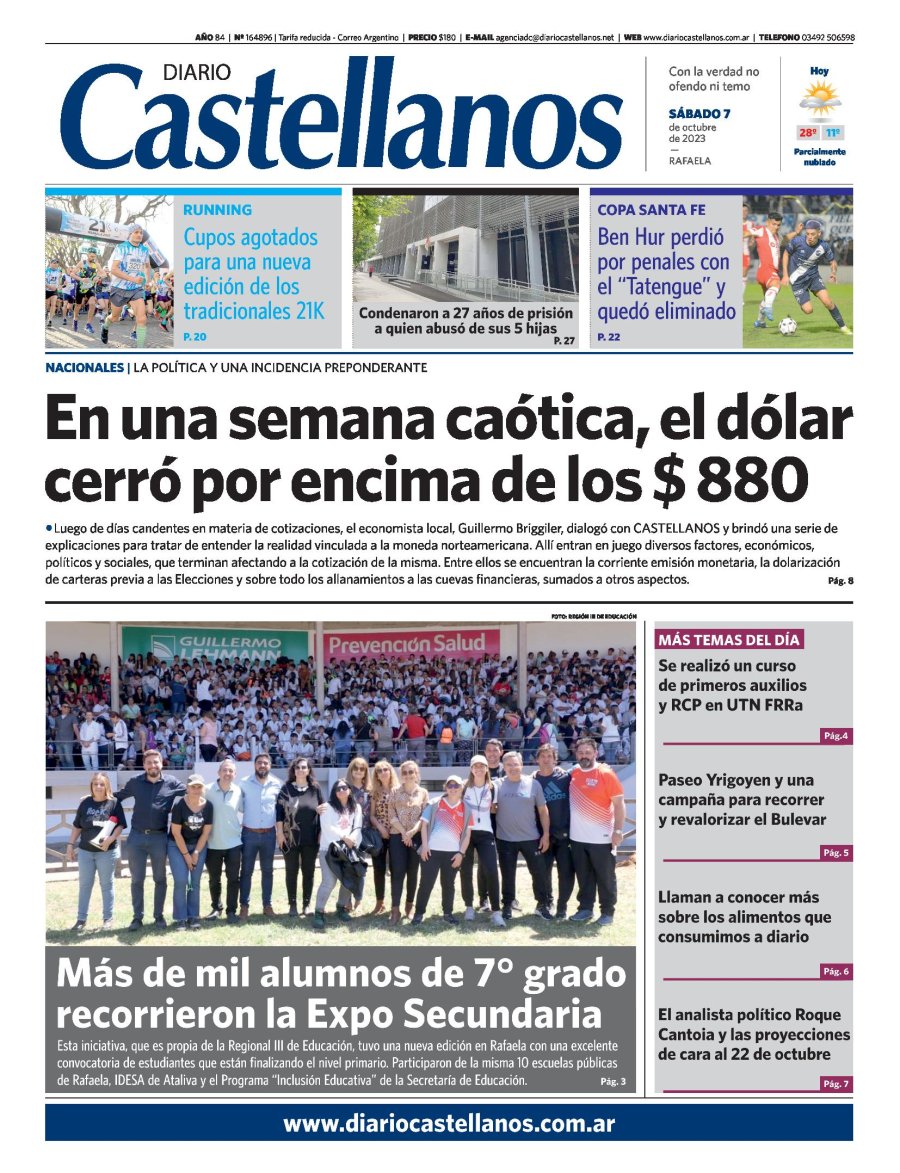 Tapa y diario Castellanos….Informate!