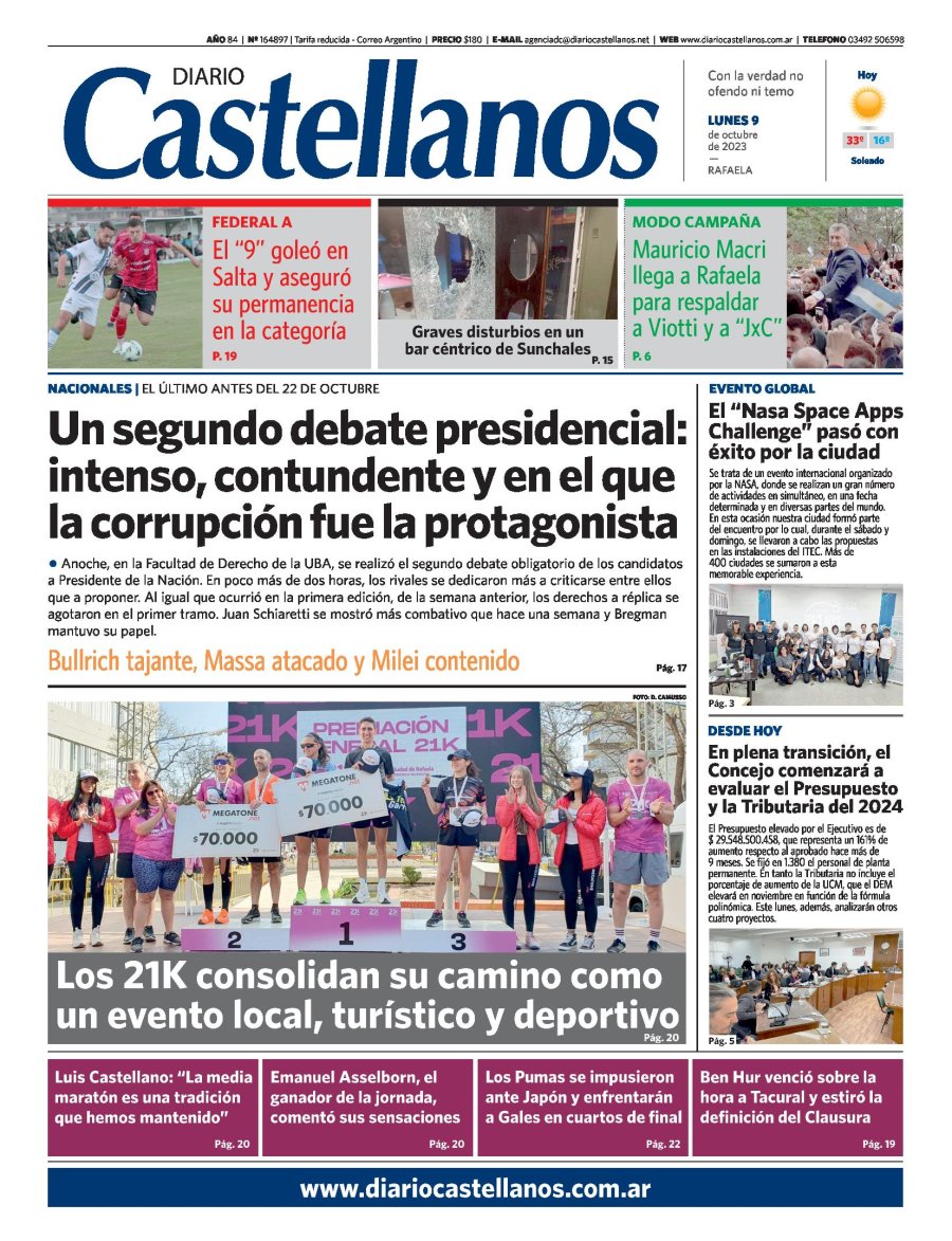 Tapa y diario Castellanos….Informate!!