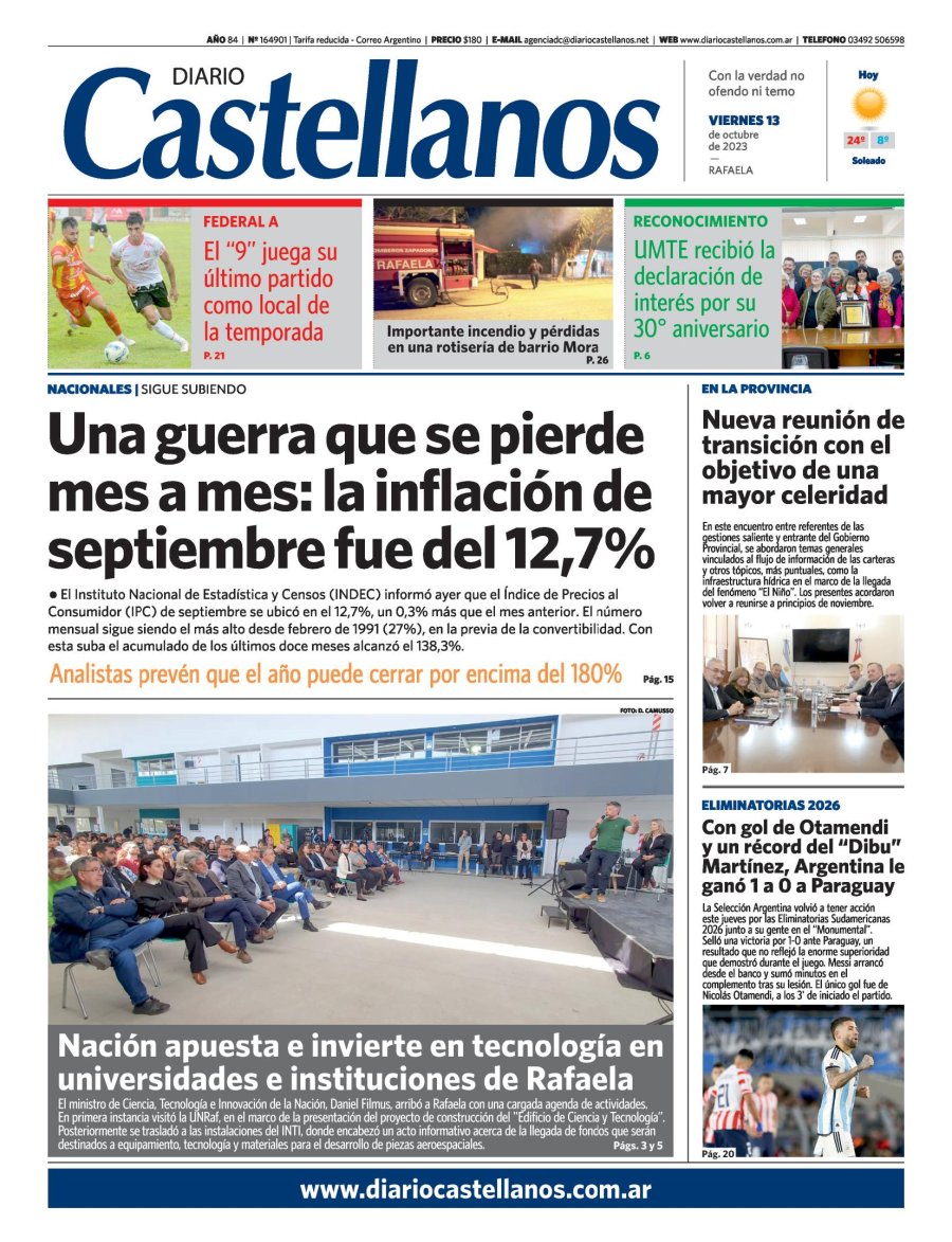 Tapa y diario Castellanos….Informate!!