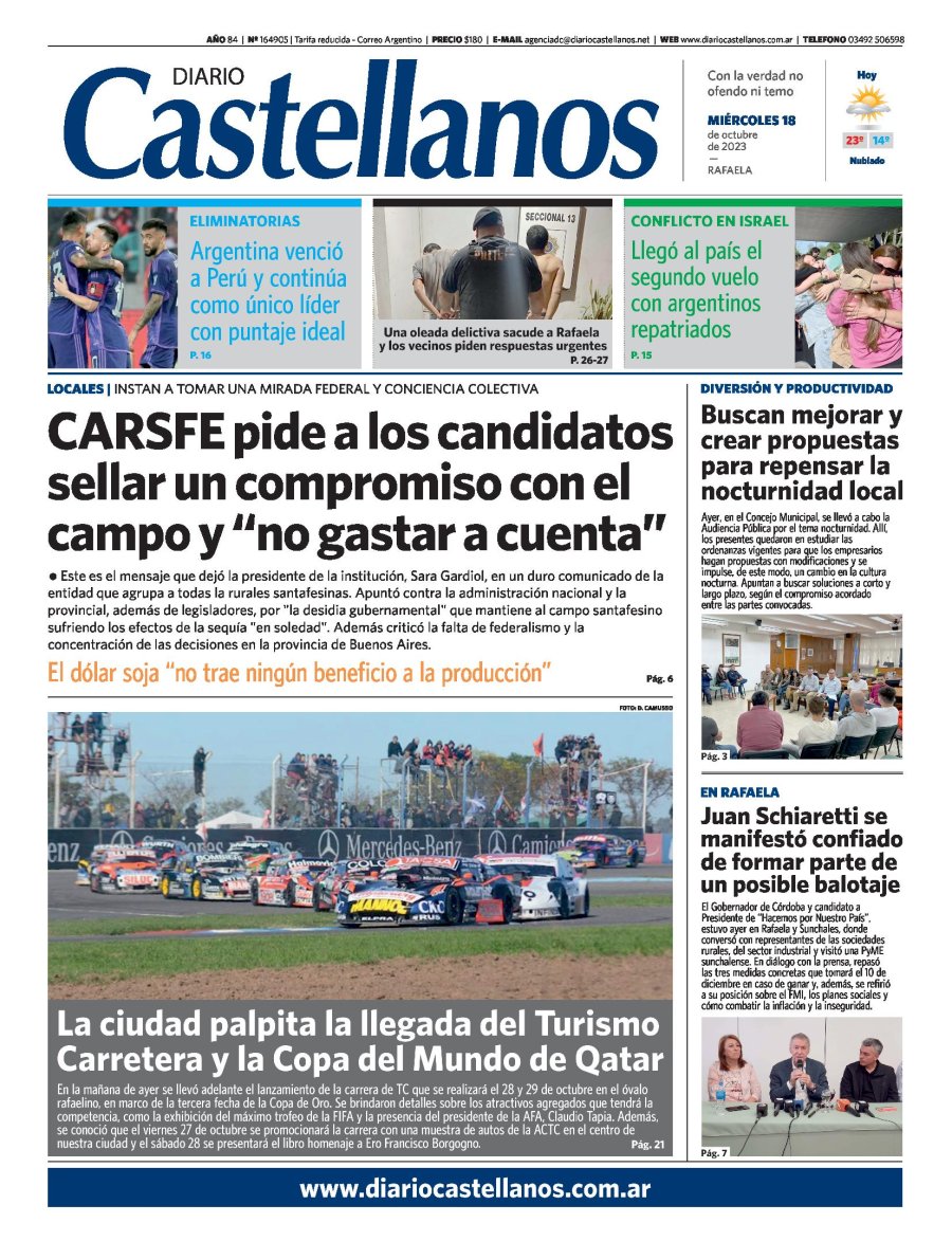 Tapa y diario Castellanos…Informate!!