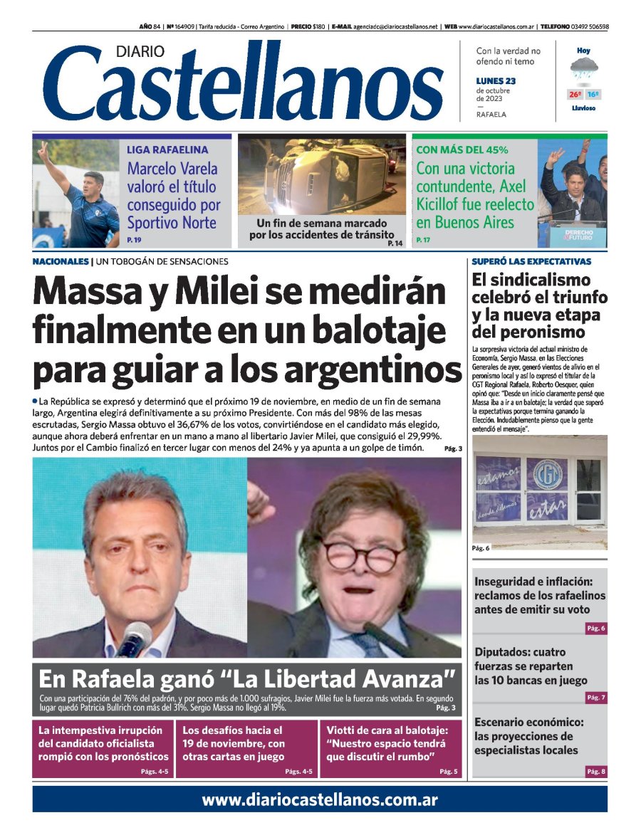 Tapa y diario Castellanos….Informate!!