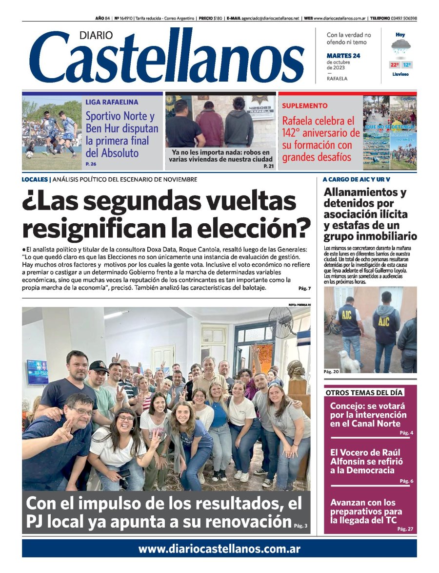 Tapa y diario Castellanos….Informate!