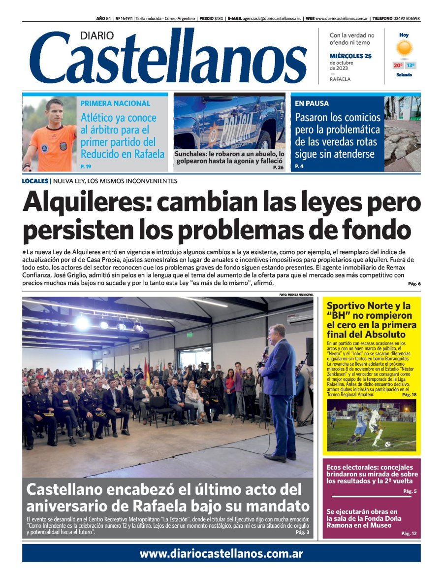 Tapa y diario Castellanos…Informate!!!