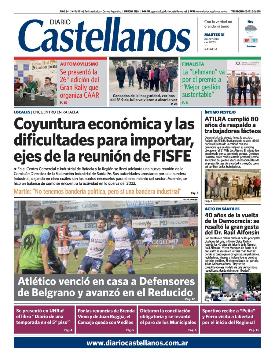 Tapa y diario Castellanos…Informate!