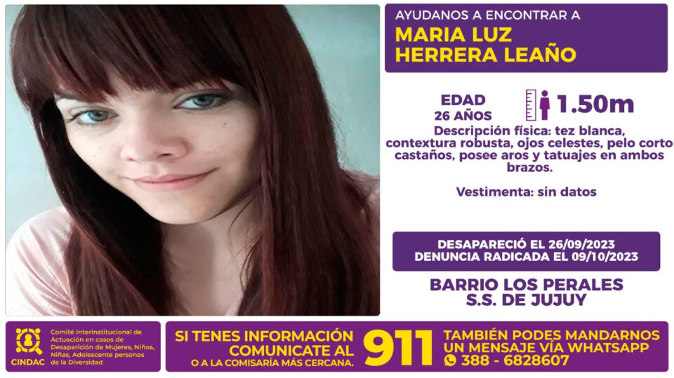Se solicita cualquier información sobre María Luz Herrera Leaño
