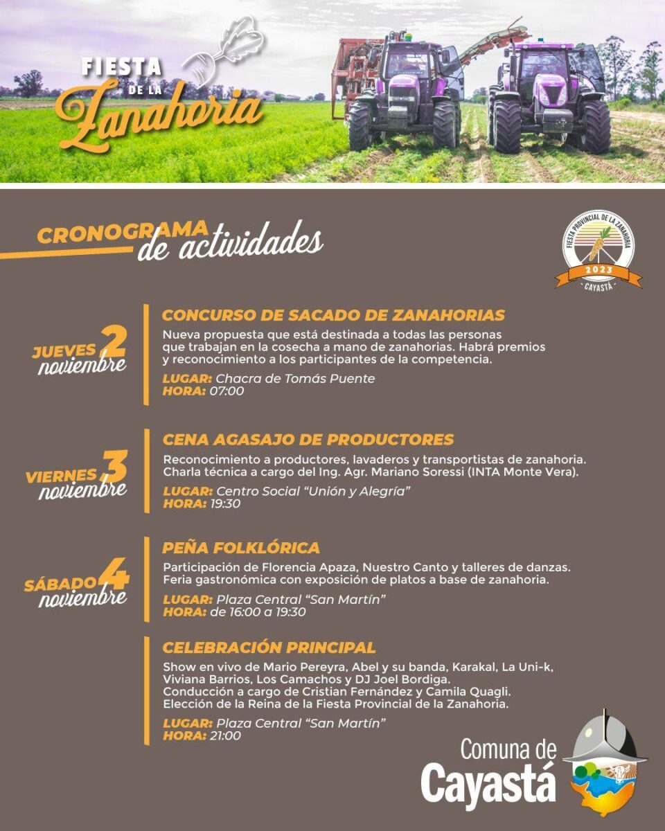 CAYASTA: ACTIVIDADES PARA LA FIESTA DE LA ZANAHORIA