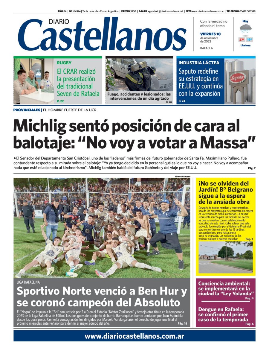 Tapa y diario Castellanos…Informate!!!