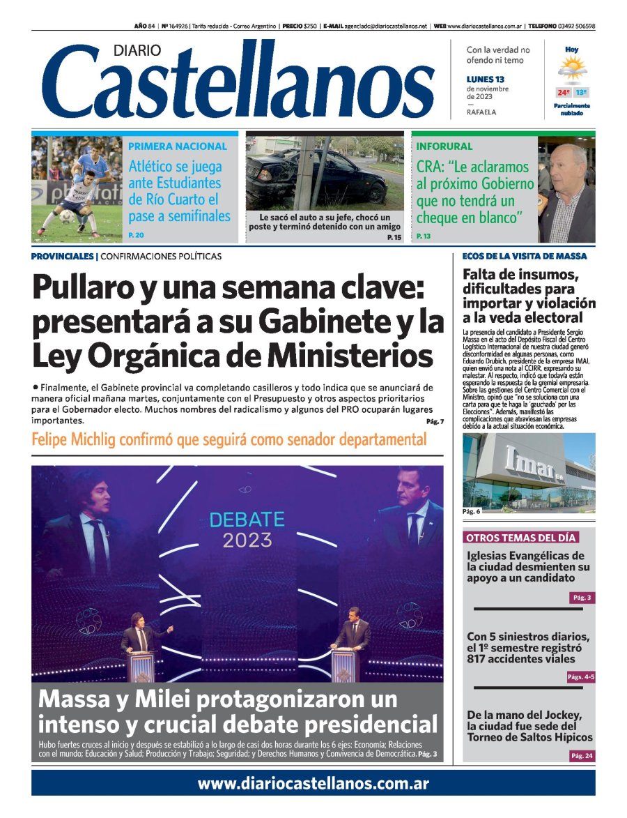 Tapa y diario Castellanos…Informate!!